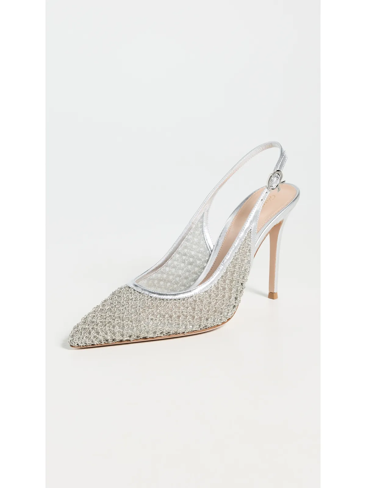 Gianvito Rossi Nikki Nappa Silk ヒール シルバー - 画像2