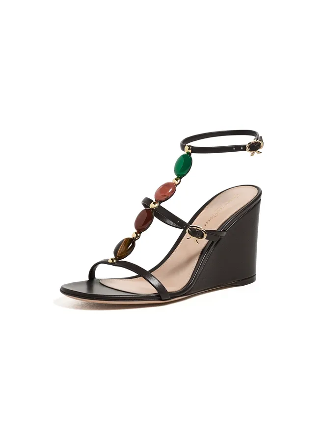Gianvito Rossi Gianvito Rossi ナパレザー ウェッジサンダル モカの商品画像