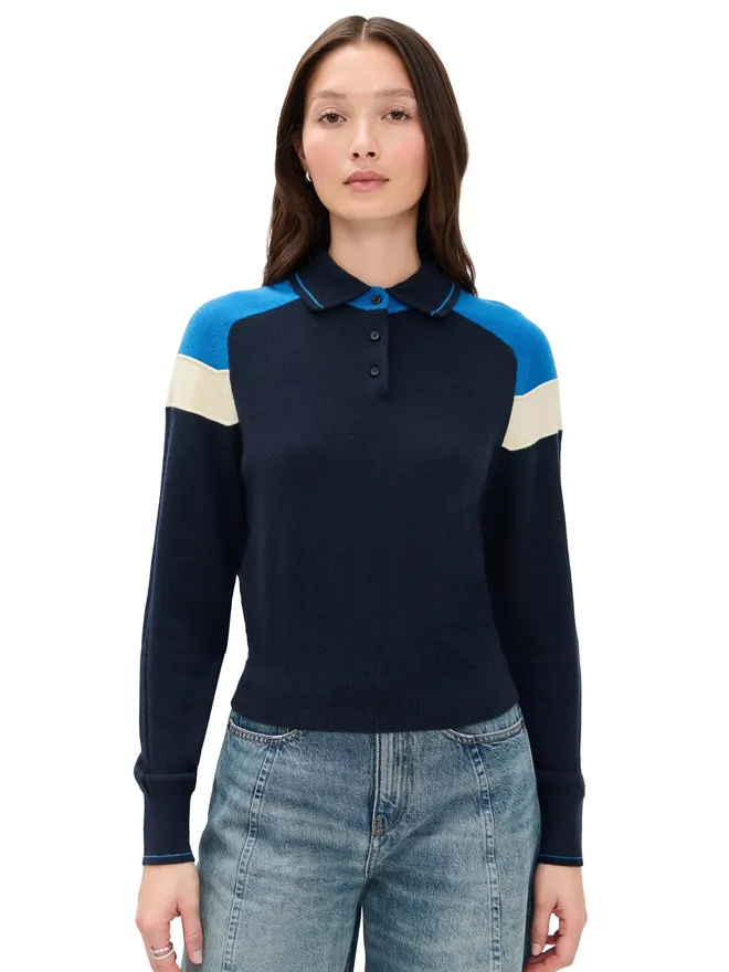 Guest In Residence Guest in Residence カシミヤ アルパイン Collegiate Polo Midnight Comboの商品画像