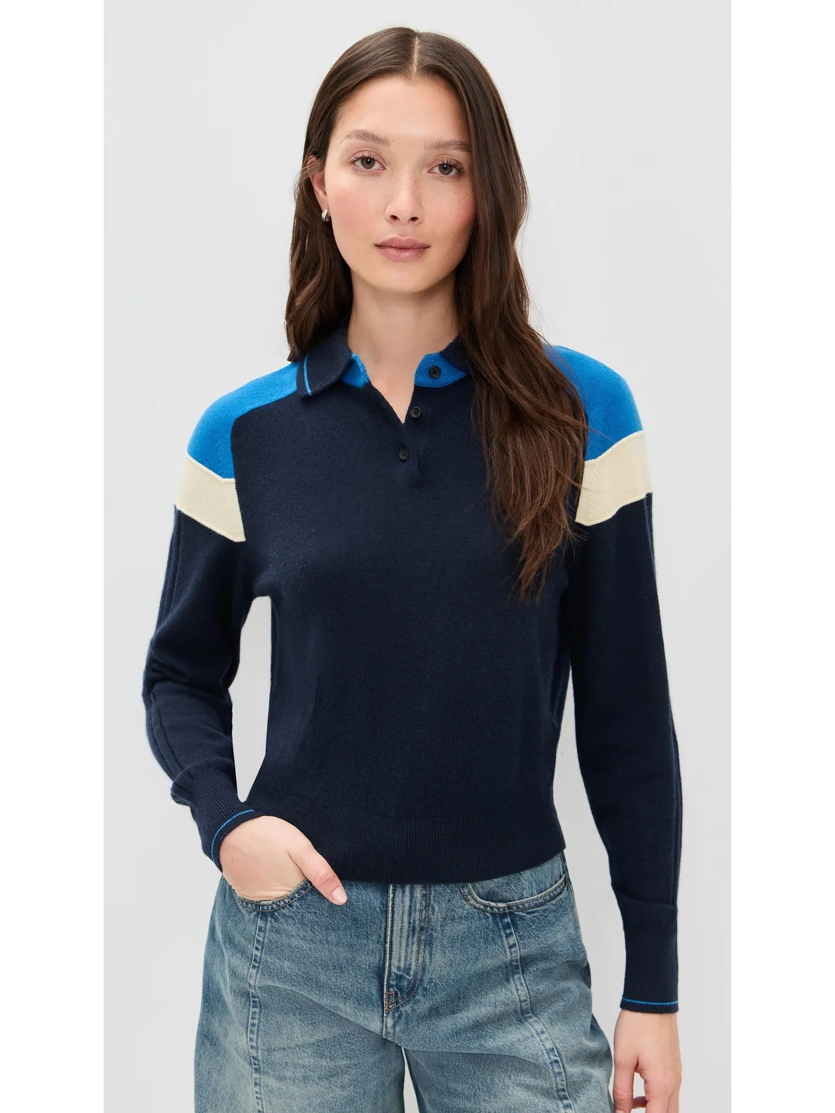 Guest in Residence カシミヤ アルパイン Collegiate Polo Midnight Combo - 画像2