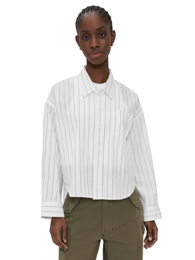Denimist Denimist クロップドシャツ エクリュ/ブラック ピンストライプの商品画像