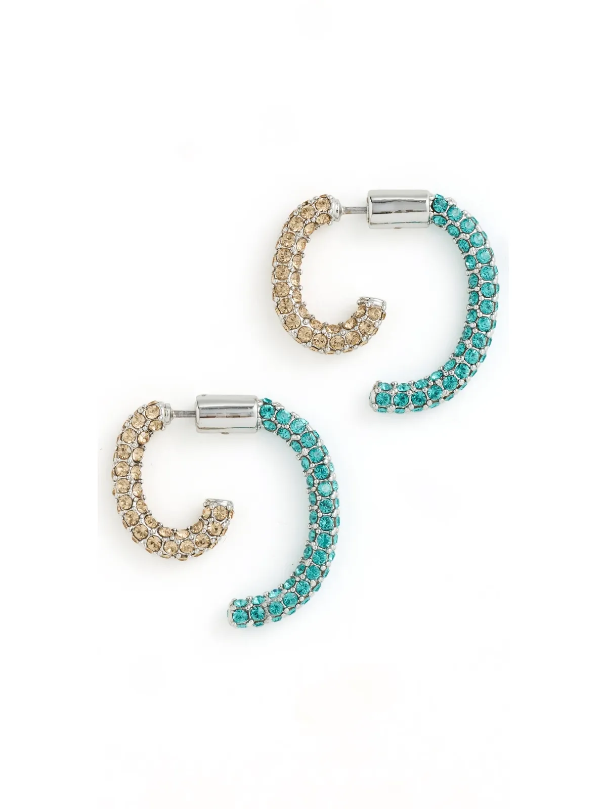 DEMARSON Luna Pave Mini Earrings Colorado Topaz/Blue Zircon - 画像1