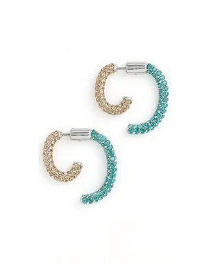 DEMARSON Luna Pave Mini Earrings Colorado Topaz/Blue Zircon - サムネイル1