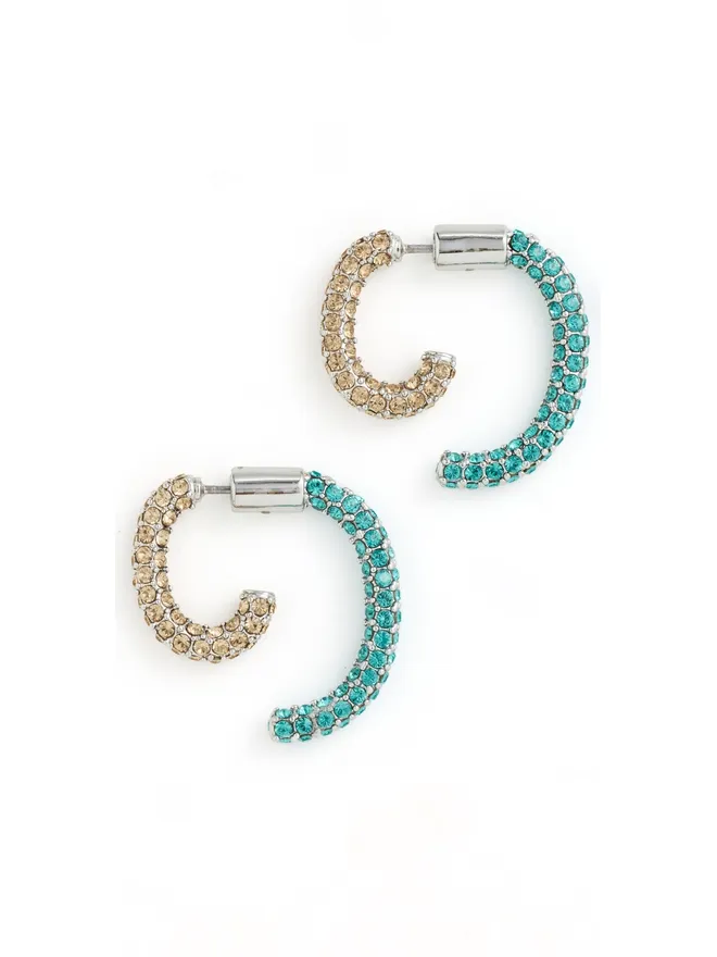 Demarson DEMARSON Luna Pave Mini Earrings Colorado Topaz/Blue Zirconの商品画像