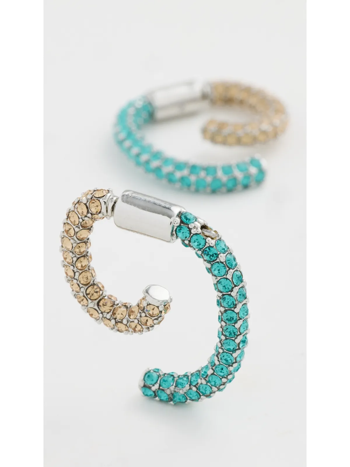 DEMARSON Luna Pave Mini Earrings Colorado Topaz/Blue Zircon - 画像6