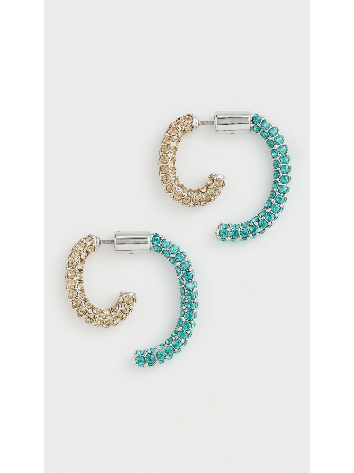 DEMARSON Luna Pave Mini Earrings Colorado Topaz/Blue Zircon - 画像2