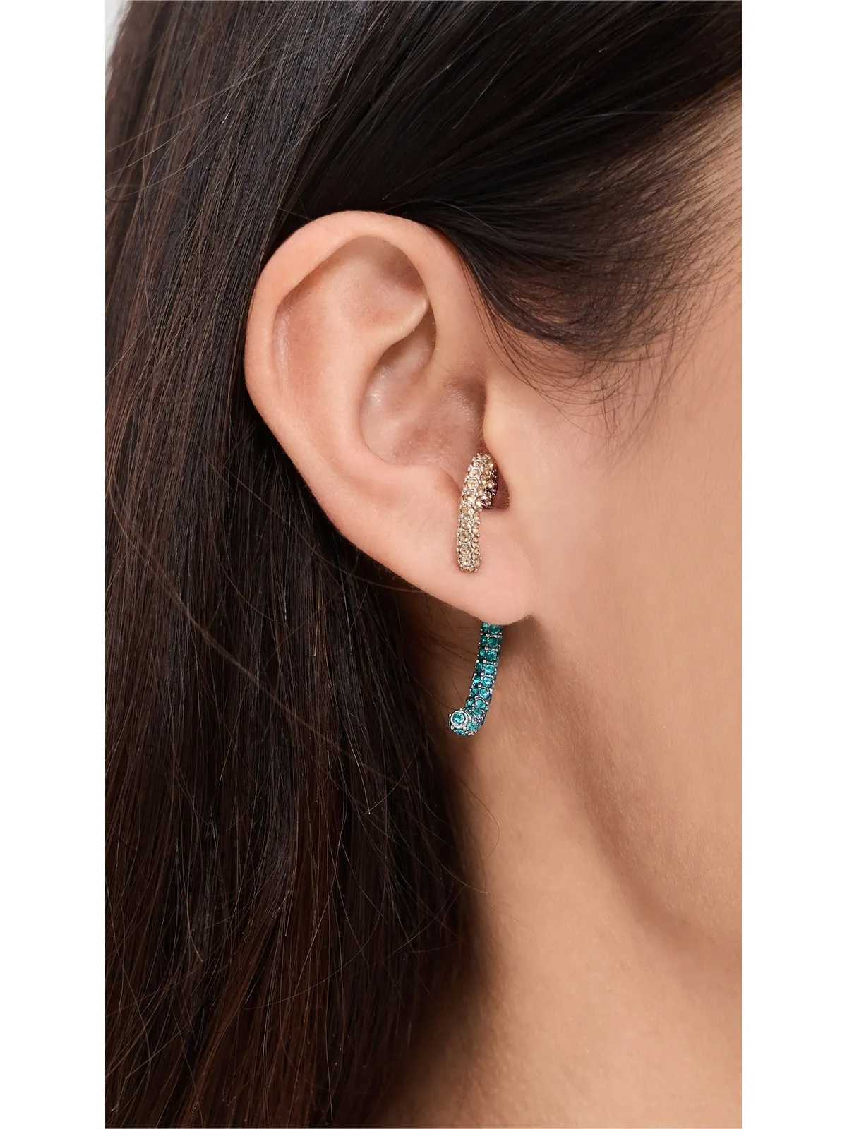 DEMARSON Luna Pave Mini Earrings Colorado Topaz/Blue Zircon - 画像3