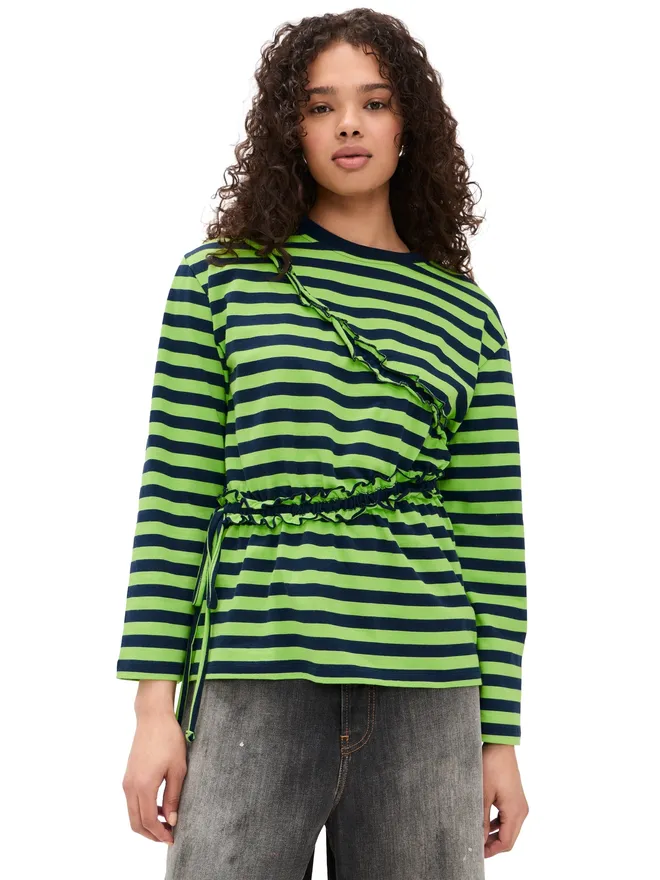 Damson Madder Damson Madder プリュディ・フリル長袖Tシャツ（ライム）の商品画像