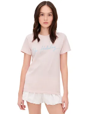 DANZY On Holiday ヴィンテージフィットTシャツ ピンク - サムネイル1