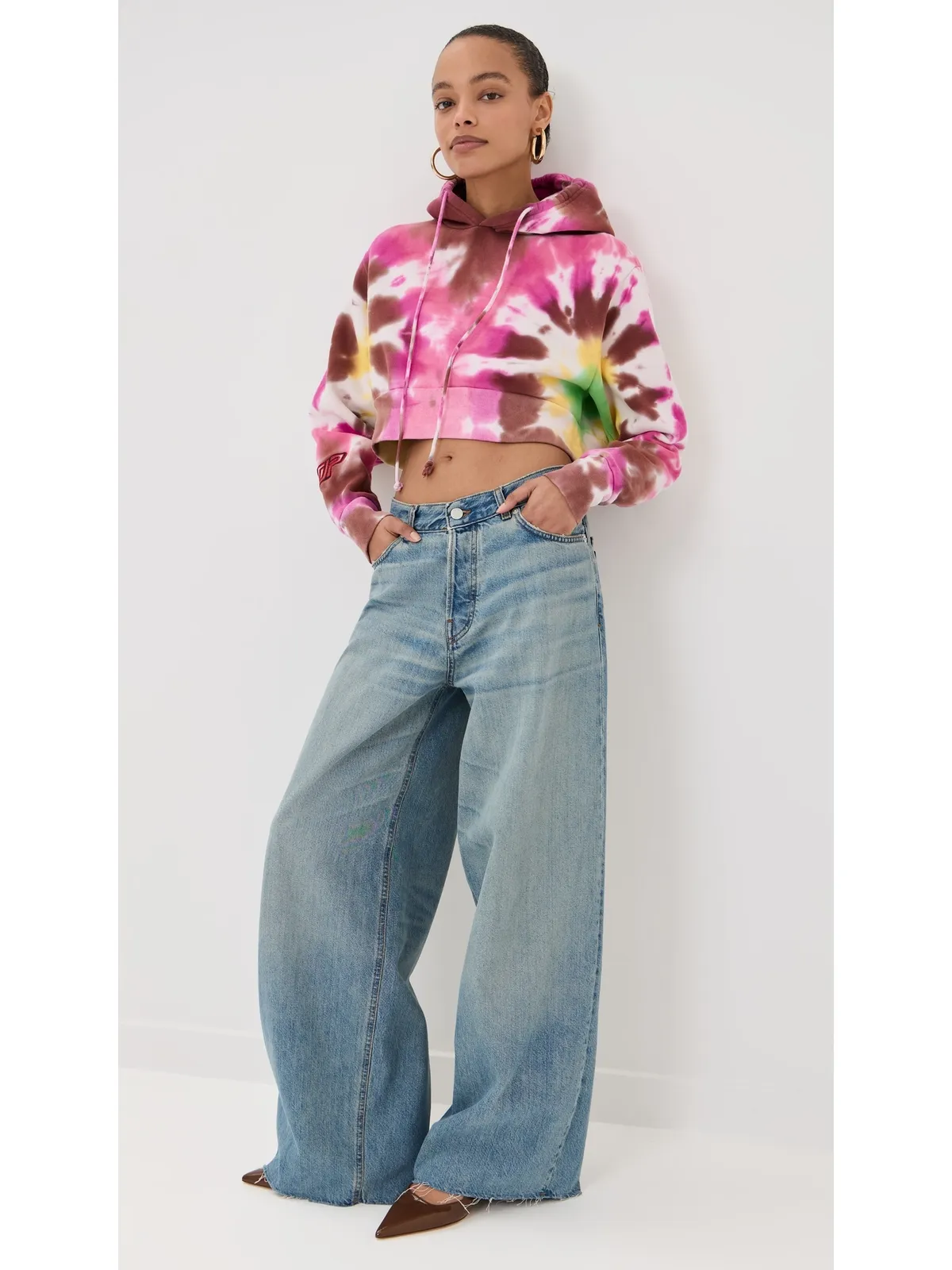 DANNIJOPRO NBA Crop Hoodie Pink Tie Dye - 画像5