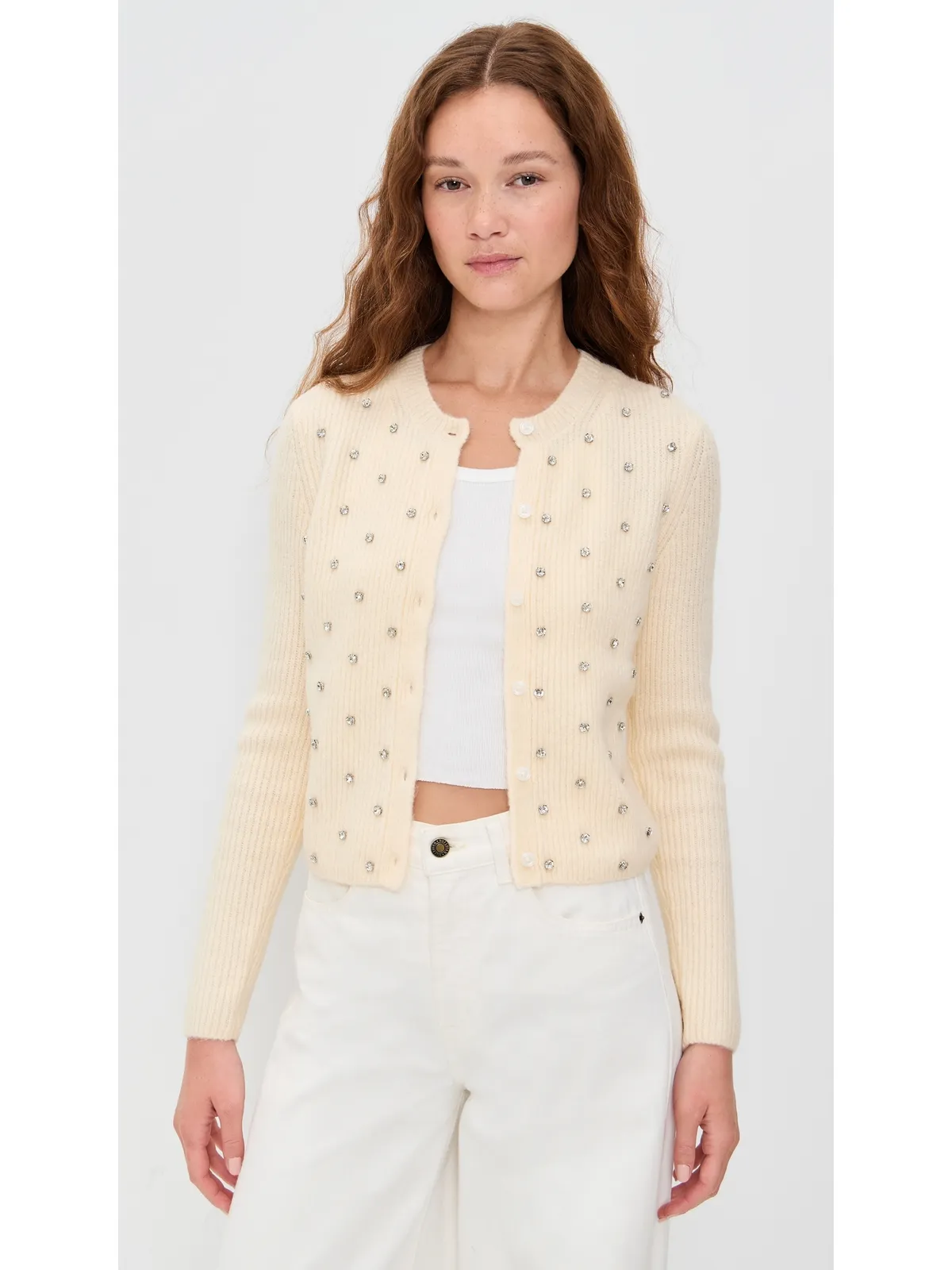 DAZE Muse Embellished Cardigan Ivory S - 画像2