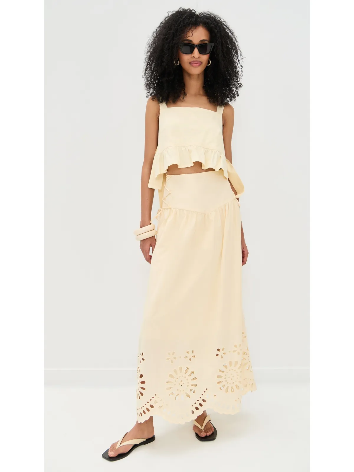 Dress To レーザーカット マキシスカート ベージュ - 画像5