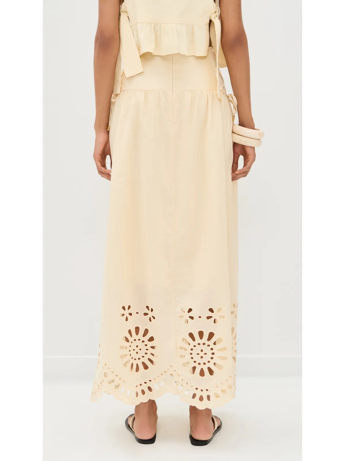 Dress To レーザーカット マキシスカート ベージュ - 画像3