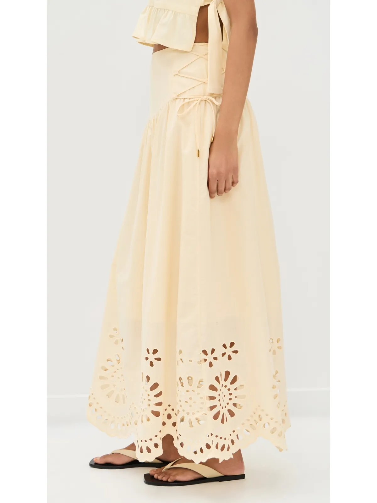 Dress To レーザーカット マキシスカート ベージュ - 画像4