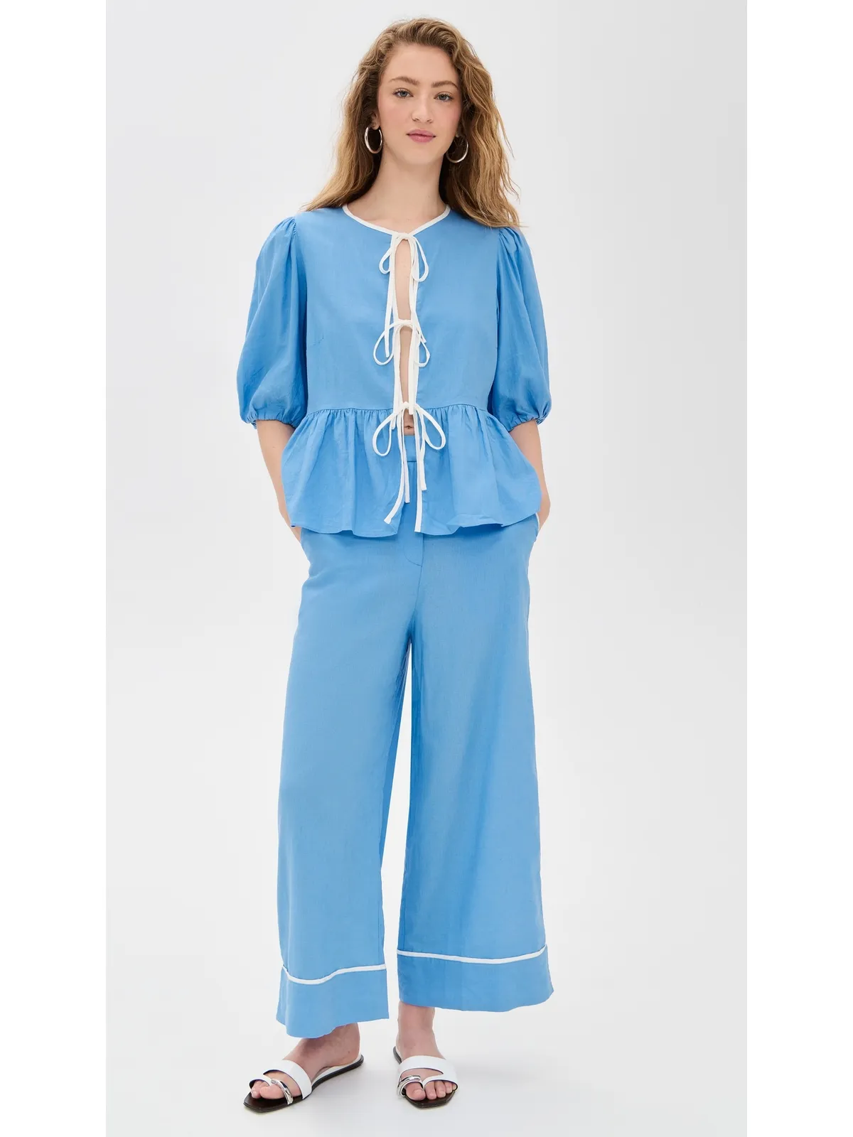 Dress To コントラスト・クロップパンツ Aura Blue/Offwht - 画像5