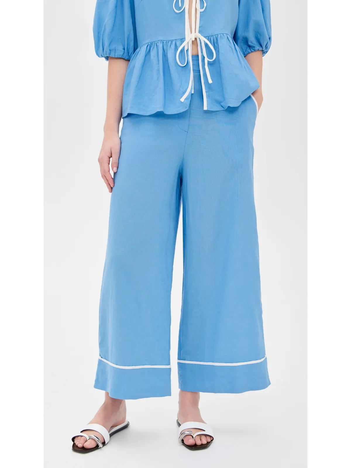 Dress To コントラスト・クロップパンツ Aura Blue/Offwht - 画像2