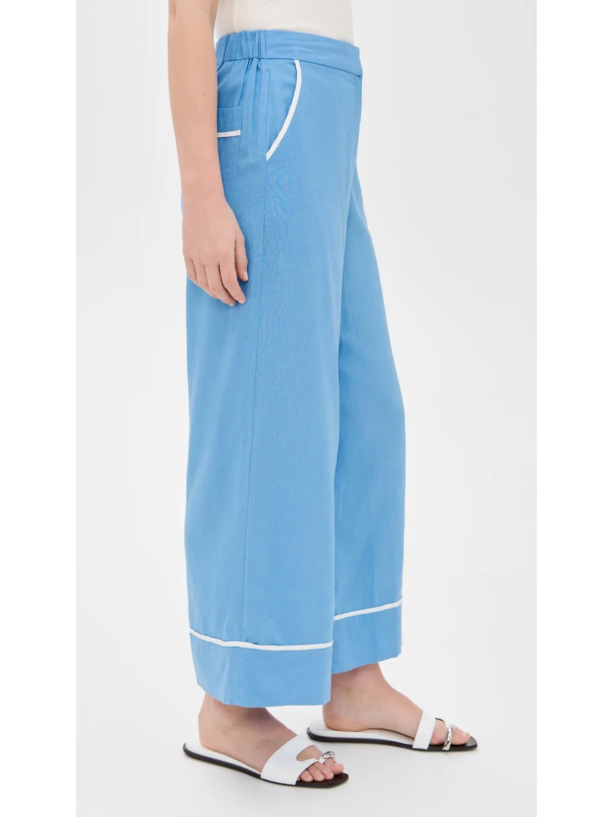 Dress To コントラスト・クロップパンツ Aura Blue/Offwht - 画像4