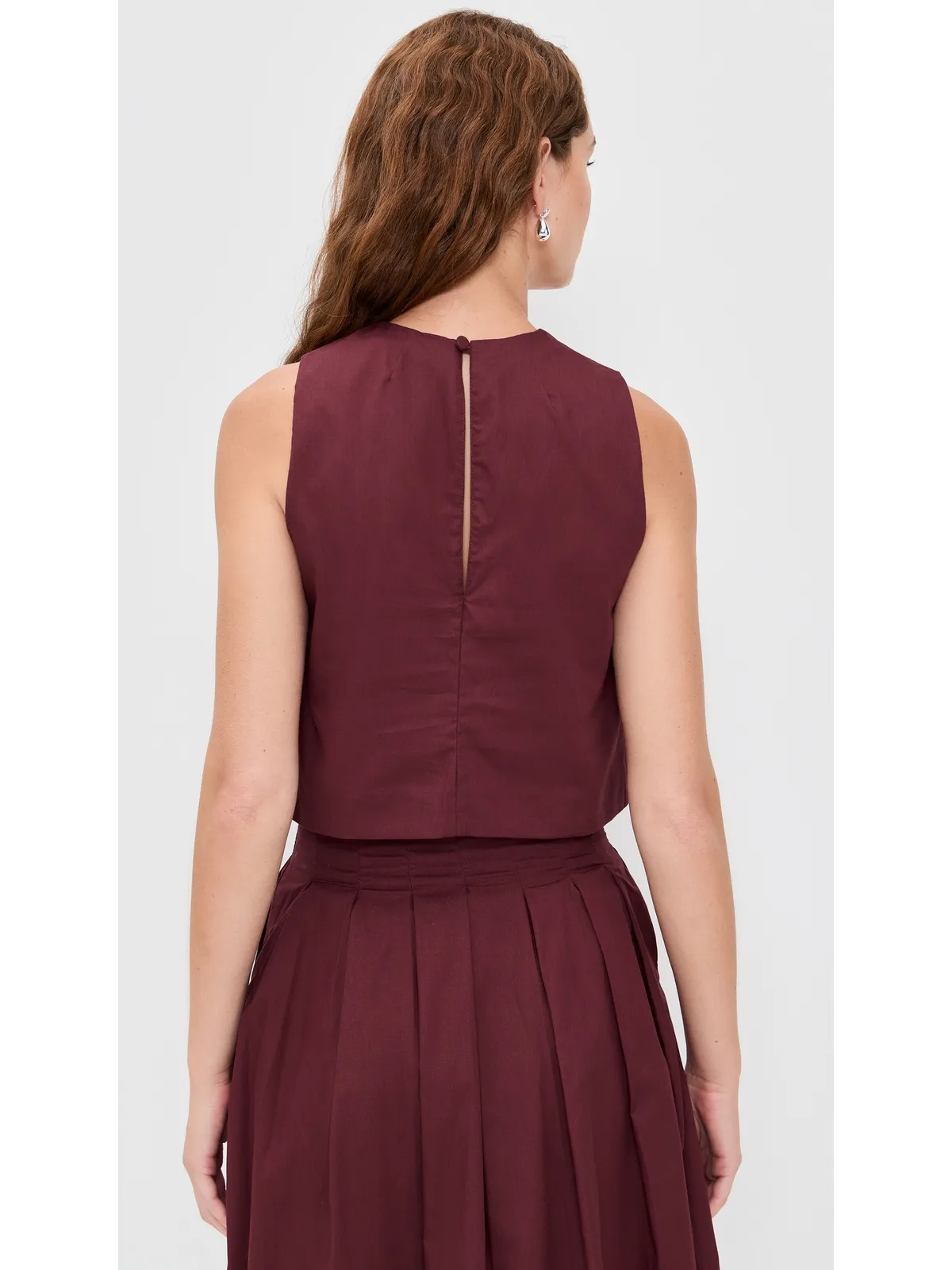 Dress To フォリッジ刺繍入りコットンブラウス（ワイン） - 画像3