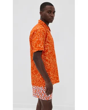 Dur Doux St. Tropez キャンプシャツ オレンジ - サムネイル4