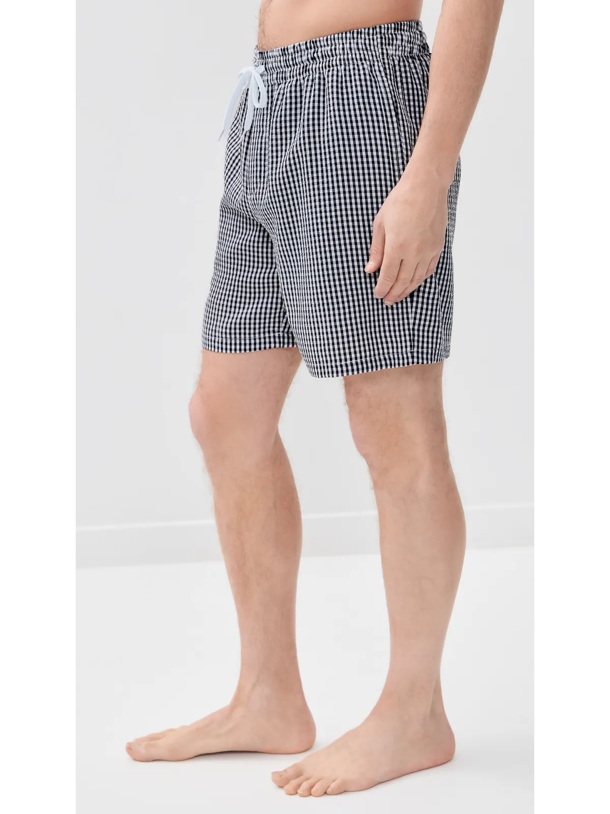 Dur Doux チェック柄シアサッカー スイムトランクス - 画像4