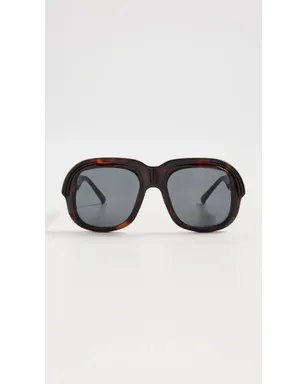 Dries Van Noten ラウンドサングラス べっ甲柄ゴールド/グレー ワンサイズ - サムネイル2