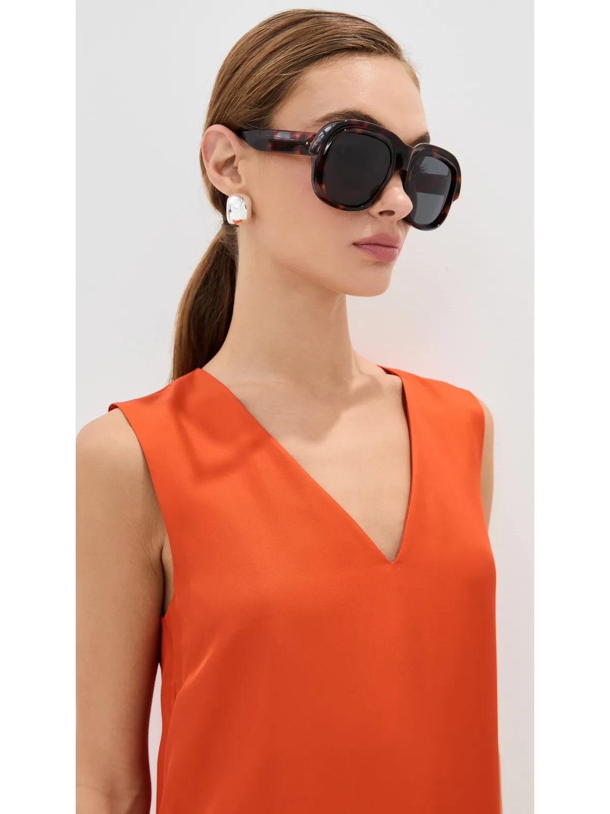 Dries Van Noten ラウンドサングラス べっ甲柄ゴールド/グレー ワンサイズ - 画像3