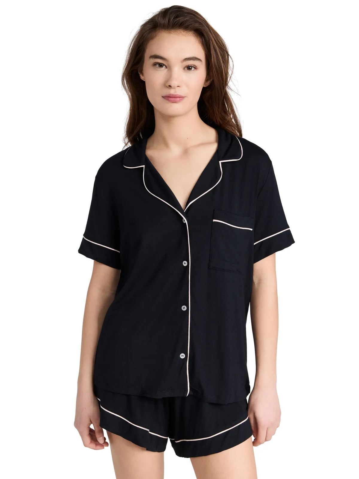 Eberjey Gisele Relaxed Shorts Pajamas Set Black/Sorbet - 画像1