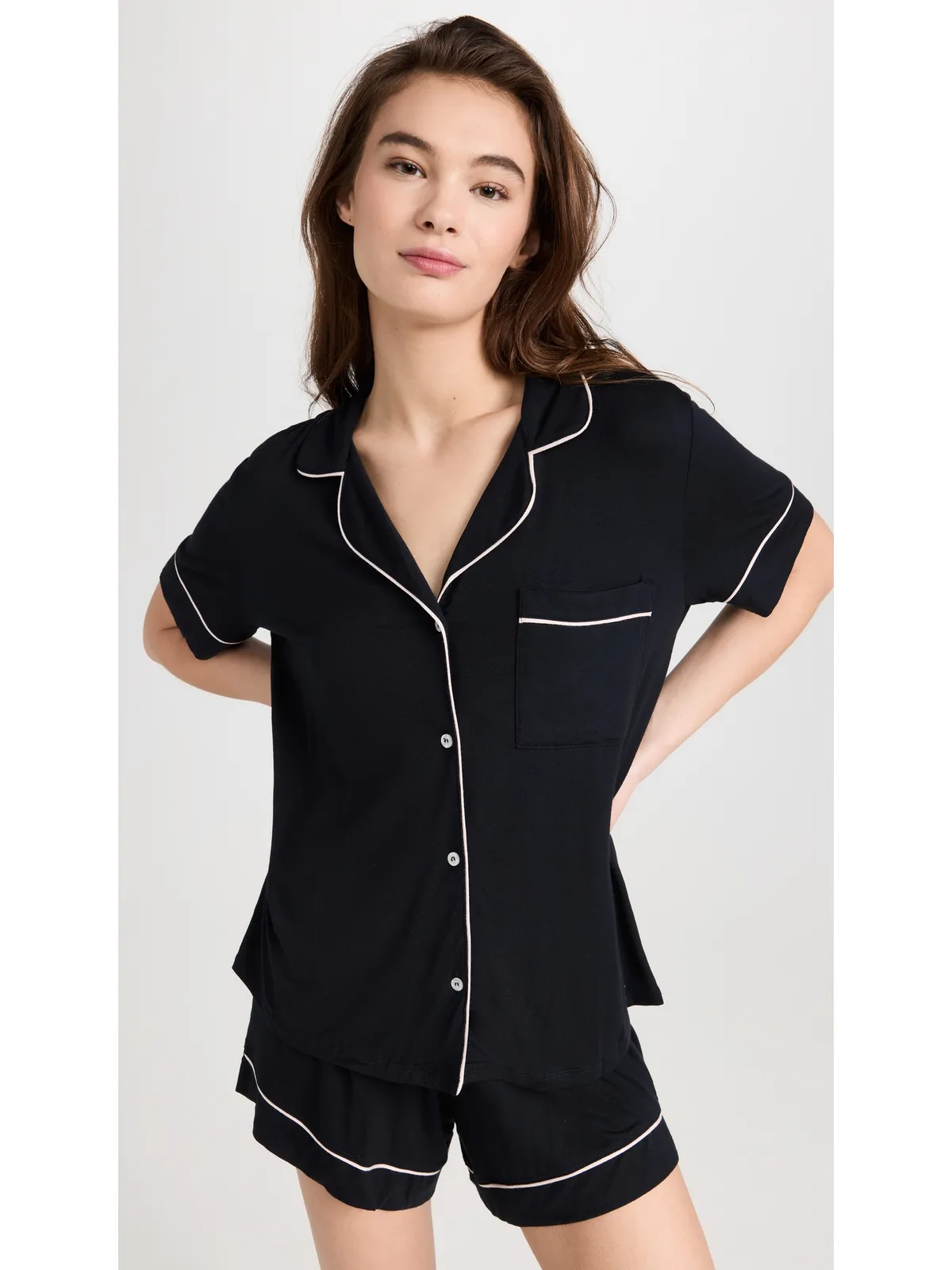 Eberjey Gisele Relaxed Shorts Pajamas Set Black/Sorbet - 画像2
