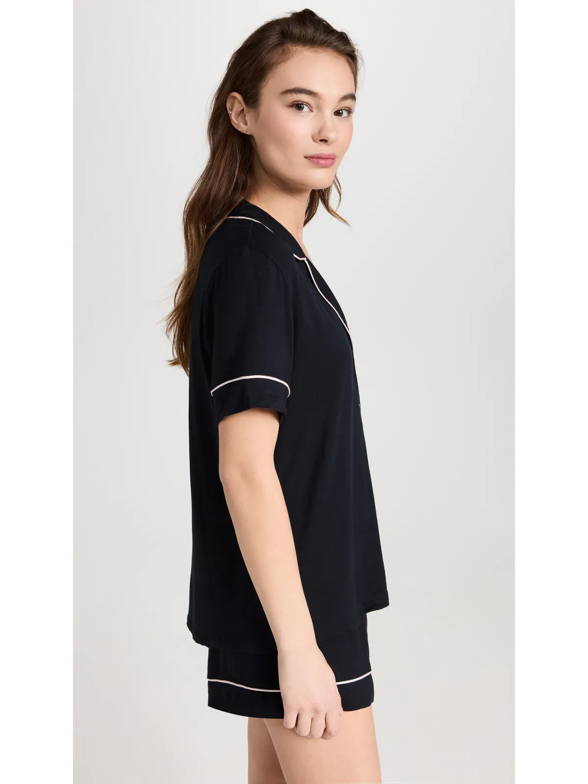 Eberjey Gisele Relaxed Shorts Pajamas Set Black/Sorbet - 画像4