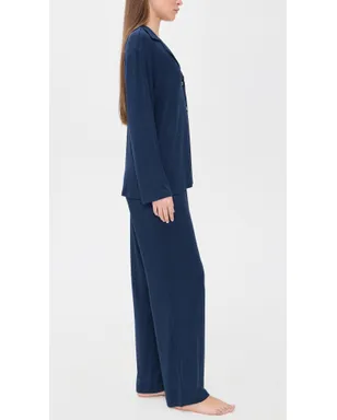 Eberjey ジゼルリブ ロングパジャマセット ネイビー - サムネイル4