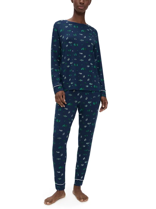 eberjey Eberjey ジゼル プリント クルー パジャマセット Forest Pine Navy/Ivoryの商品画像