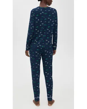 Eberjey ジゼル プリント クルー パジャマセット Forest Pine Navy/Ivory - サムネイル3