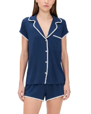 Eberjey The Frida Whip Stitch Short Pajama Set Navy/Ivory - サムネイル1