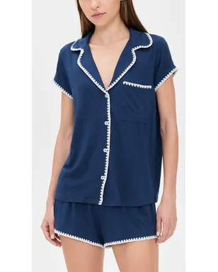 Eberjey The Frida Whip Stitch Short Pajama Set Navy/Ivory - サムネイル2