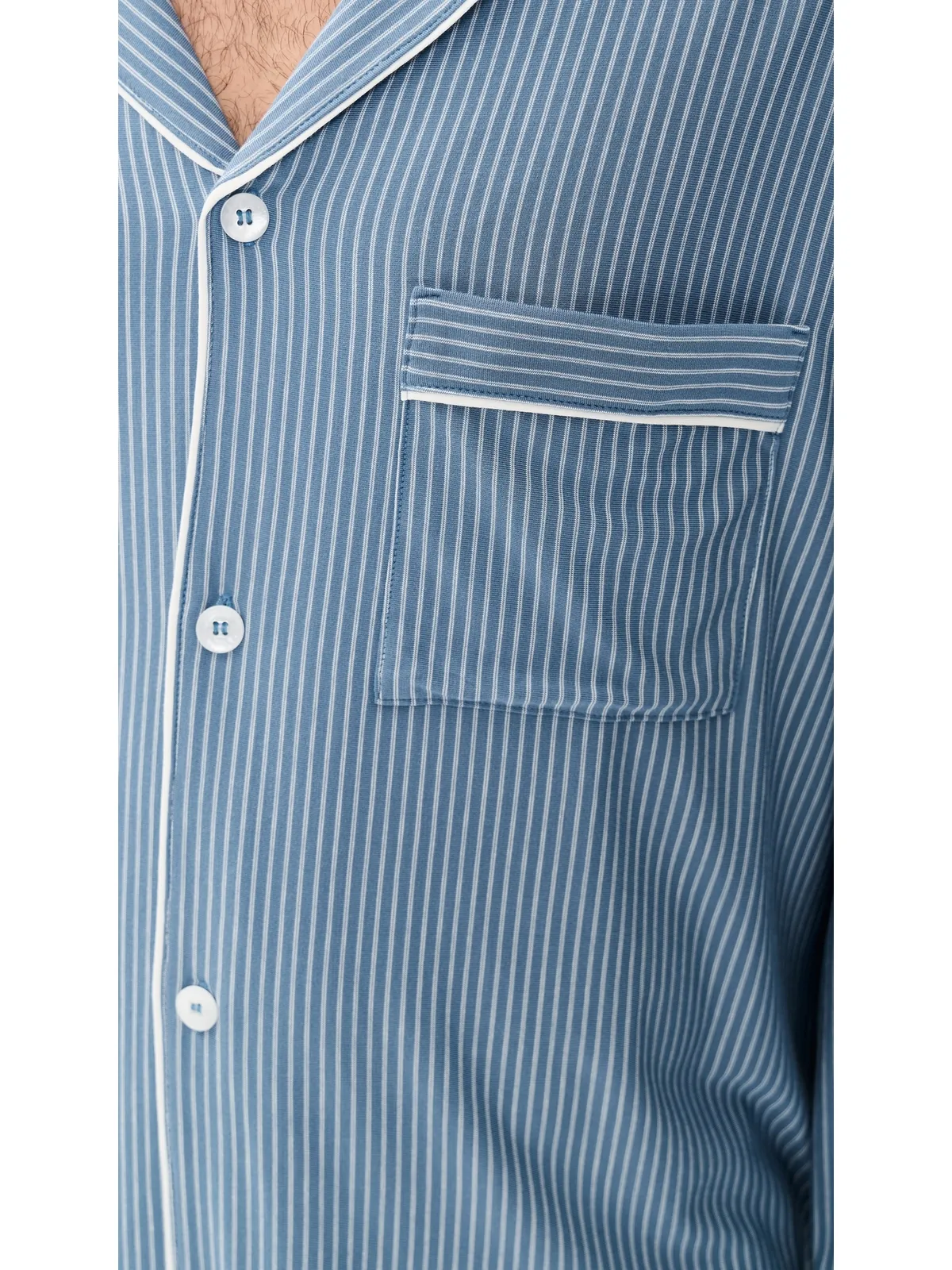 Eberjey William モダール プリント ロング パジャマセット デュオストライプ Slate Blue/Ivory - 画像6