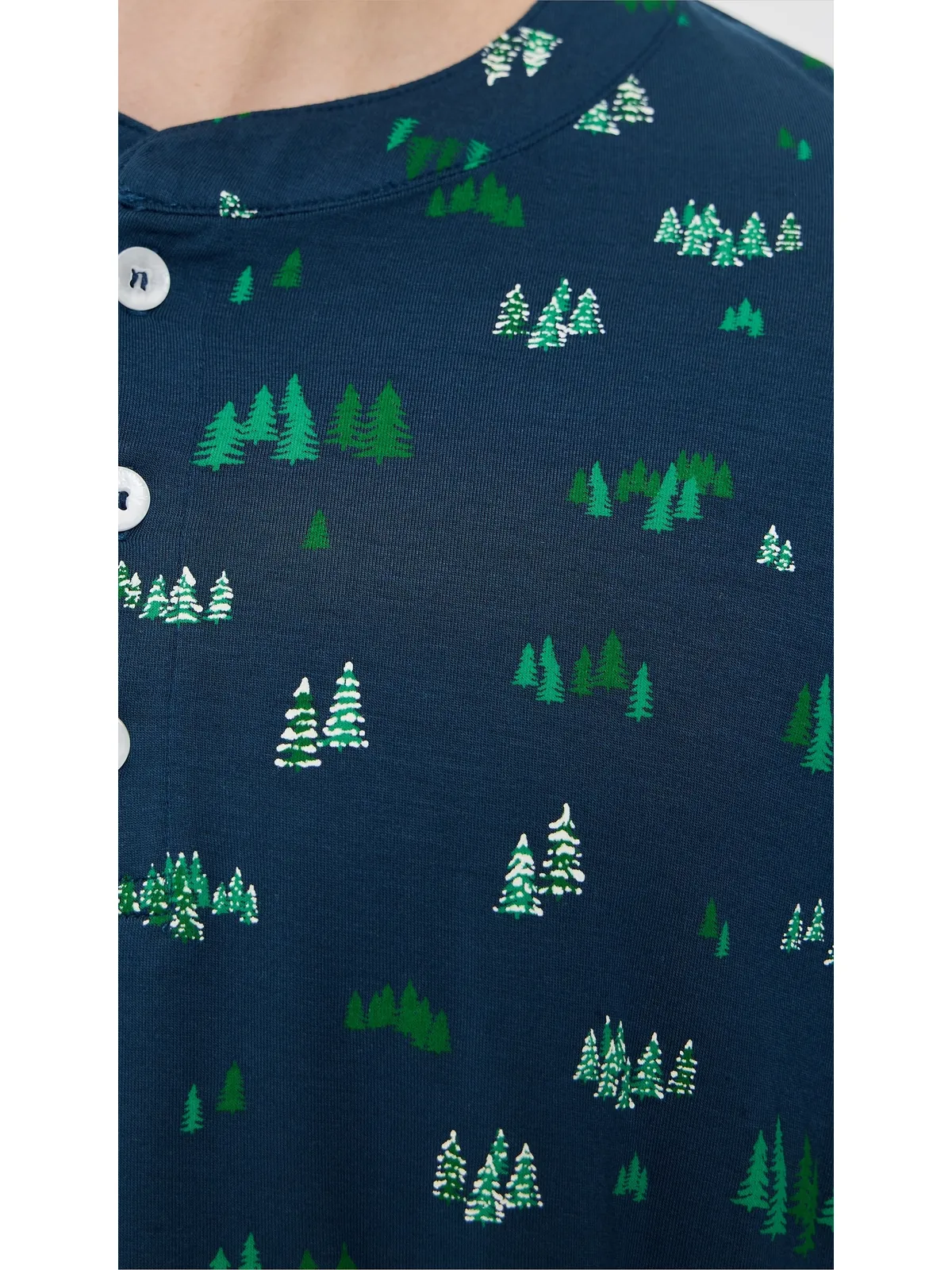 Eberjey Henry プリント ロングパジャマセット Forest Pine Navy - 画像6