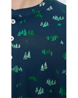 Eberjey Henry プリント ロングパジャマセット Forest Pine Navy - サムネイル6