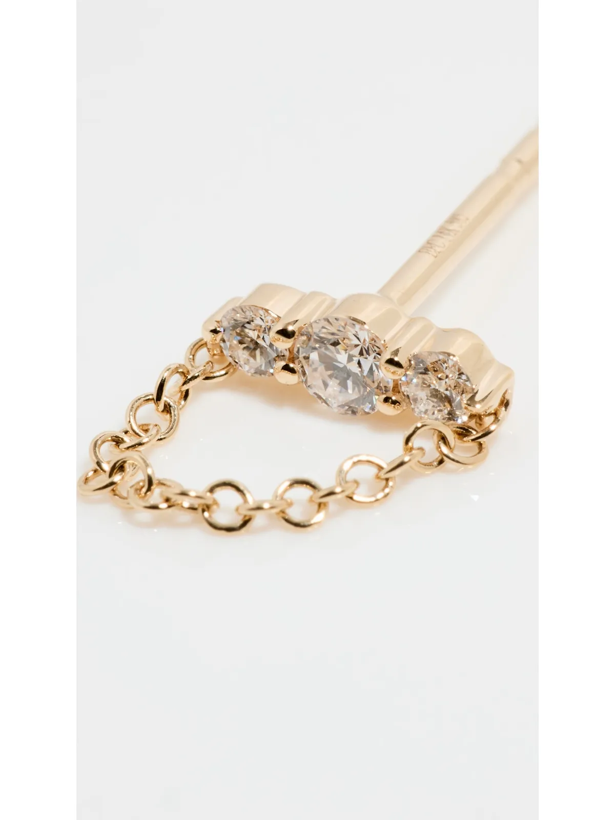 EF Collection 14k グラデーション ダイヤモンド バー チェーン スタッド ピアス - 画像5