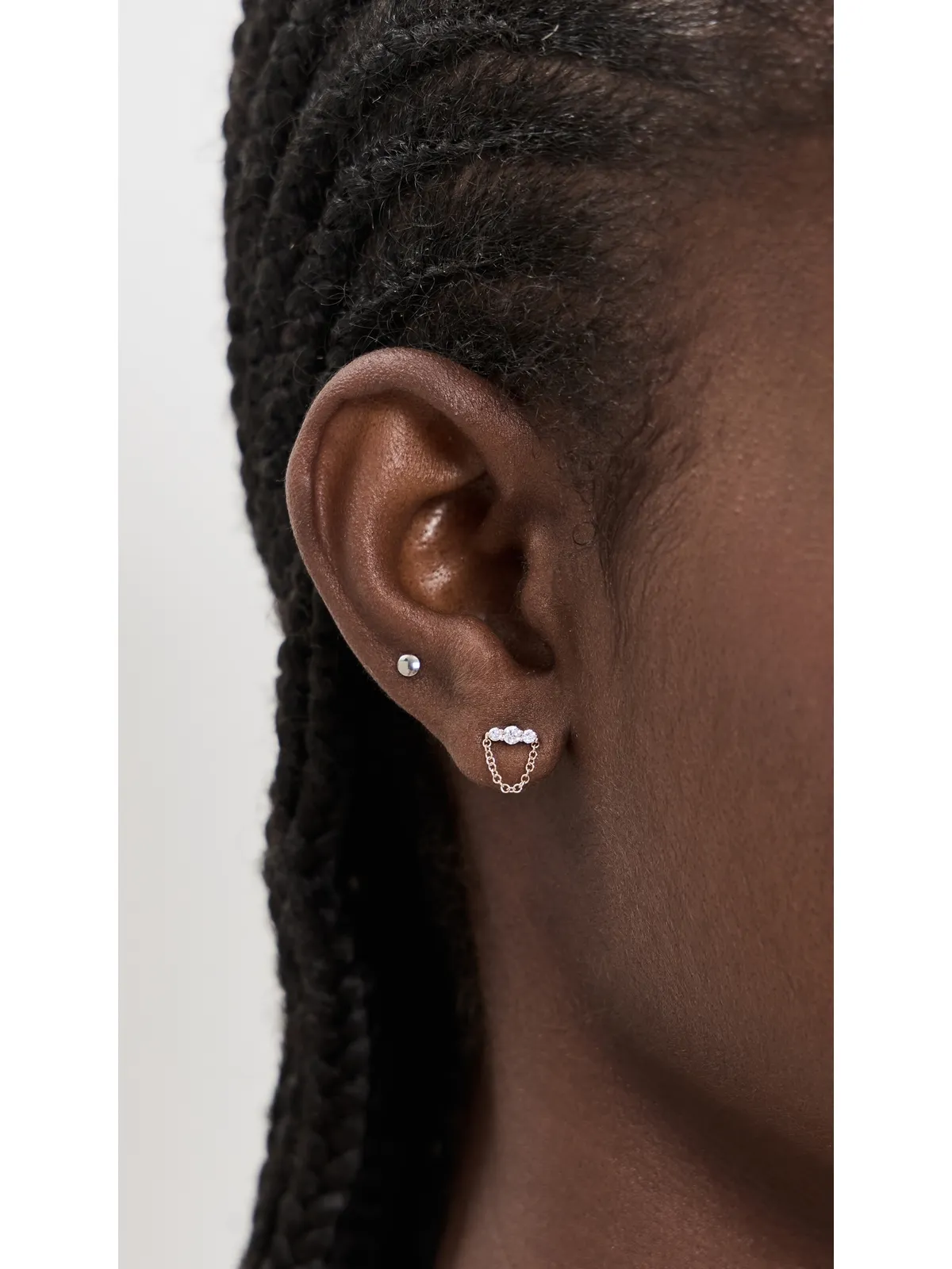 EF Collection 14k グラデーション ダイヤモンド バー チェーン スタッド ピアス - 画像3