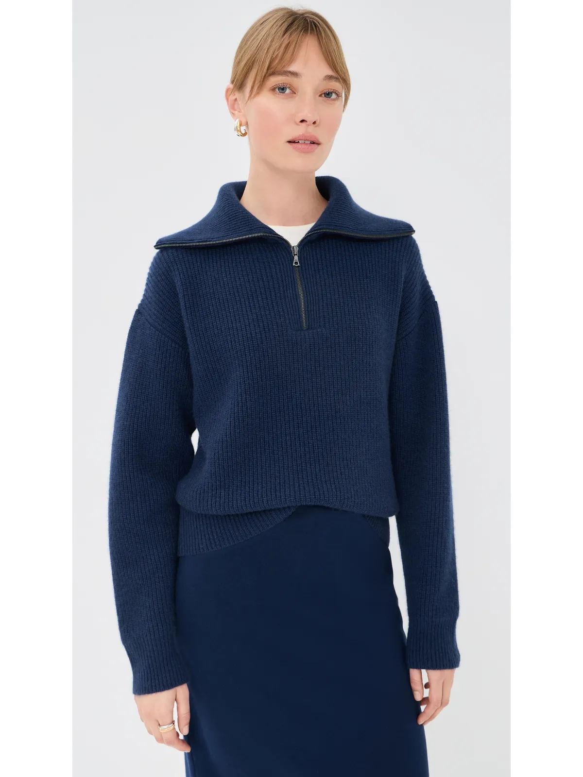 The Elder Statesman Runyon リブ編みカシミヤ半ジップ - 画像2