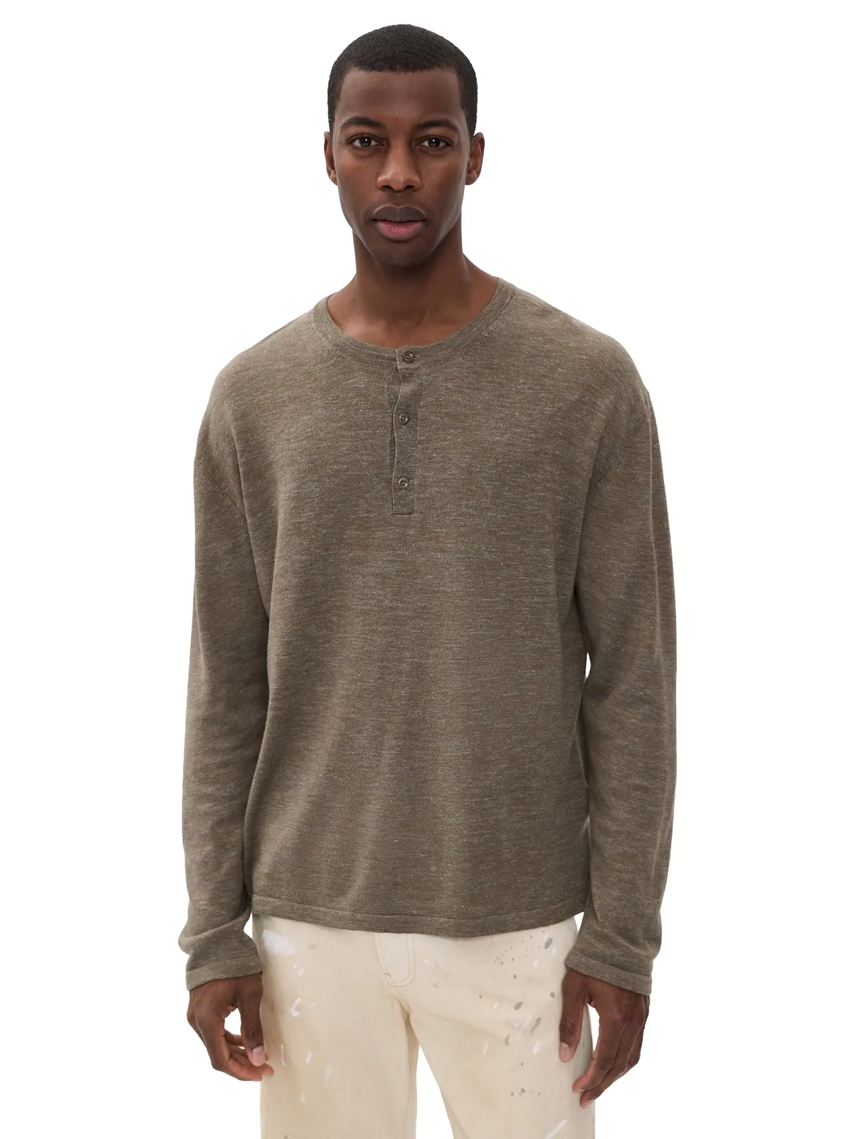 The Elder Statesman レニー ニット ヘンリーロングスリーブシャツ - 画像1