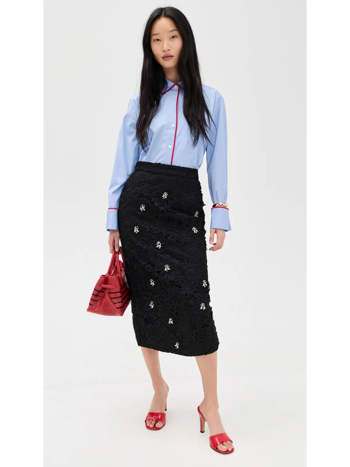 ESSENTIEL ANTWERP Jourget レース ペンシルスカート - 画像5
