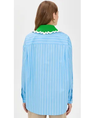 ESSENTIEL ANTWERP ジョイフル編み込みカラーシャツ ブライトスカイ - サムネイル3
