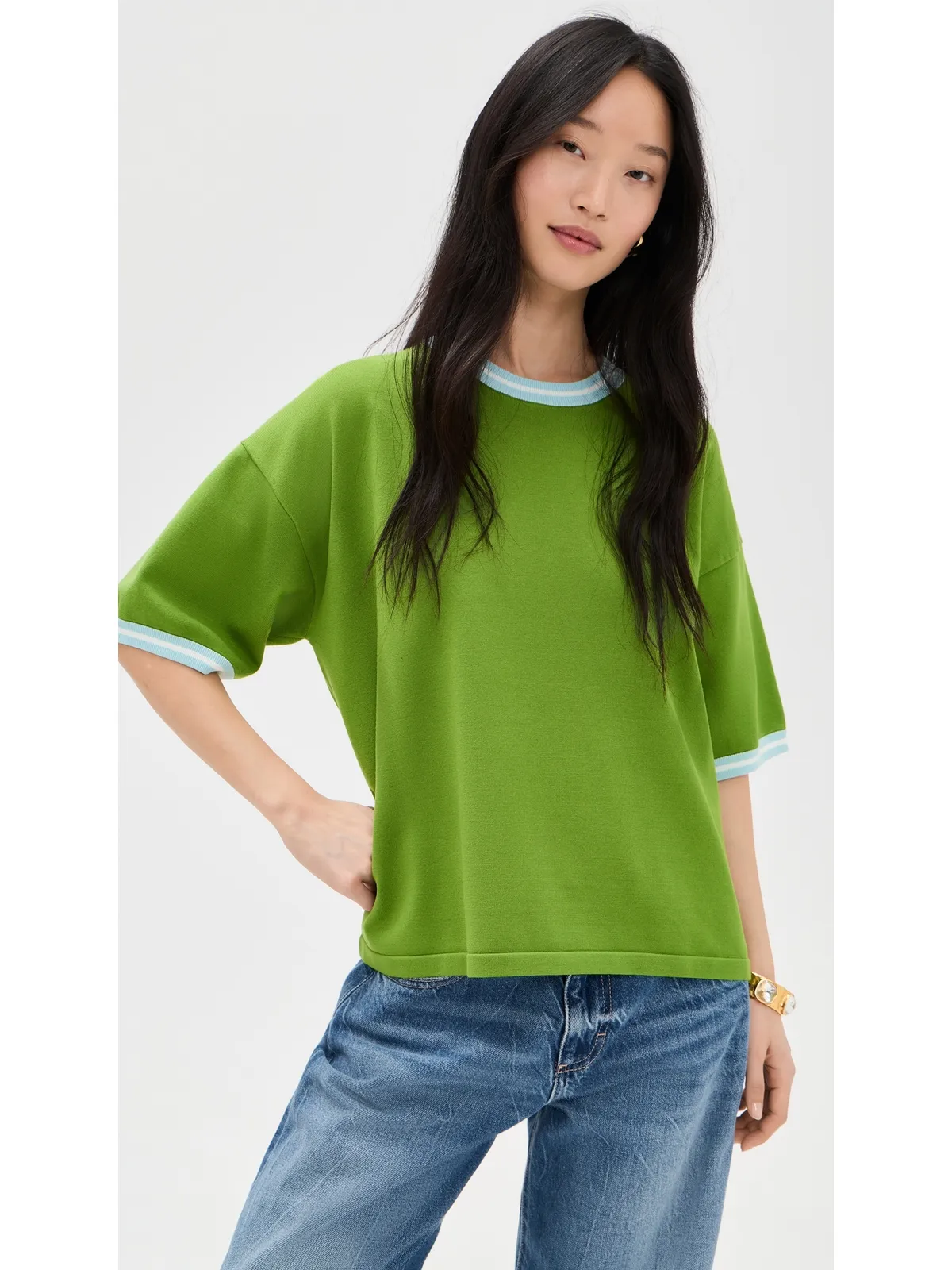 ESSENTIEL ANTWERP ジェフィニットリー コントラスト プルオーバー Combo2 スパイリナ グリーン - 画像2
