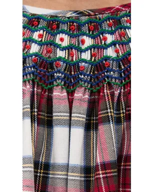 Folkloore スモックショートパジャマセット コットン ホワイトタータン - サムネイル6