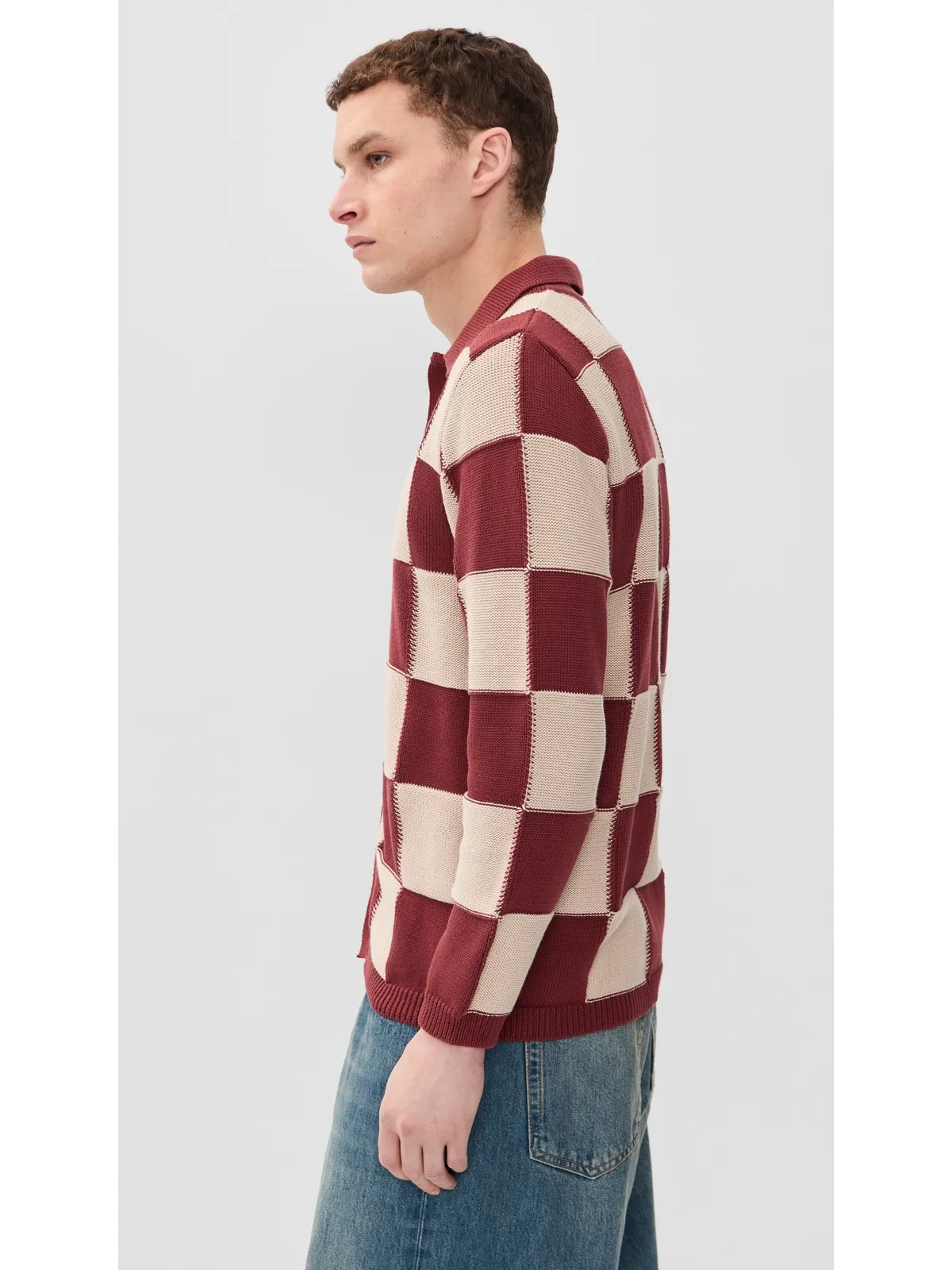 Far Afield Square Patchwork Sweater Red/Sand - 画像5