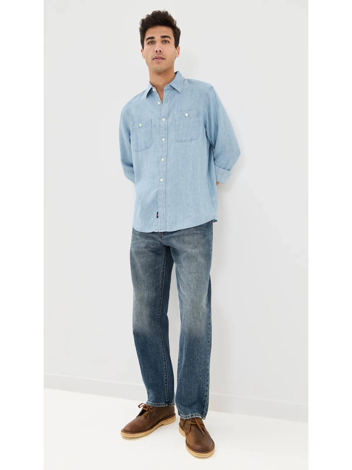 Faherty シャンブレー・ワークシャツ ヴィンテージインディゴ - 画像5
