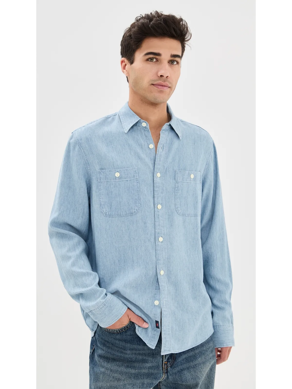 Faherty シャンブレー・ワークシャツ ヴィンテージインディゴ - 画像2