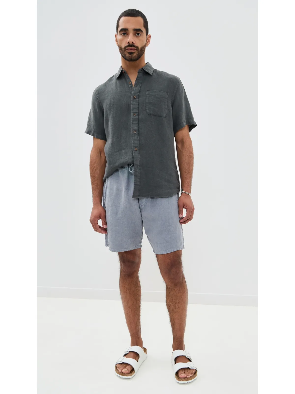 Faherty Palma バスケットウェーブリネンシャツ（ウォッシュドブラック） - 画像5