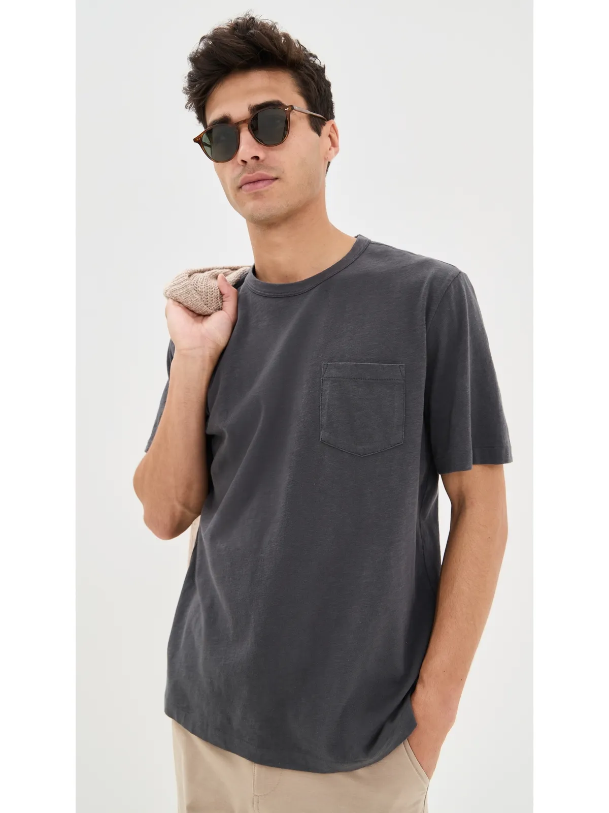 Faherty サンウォッシュド ポケットTシャツ グラファイト - 画像2